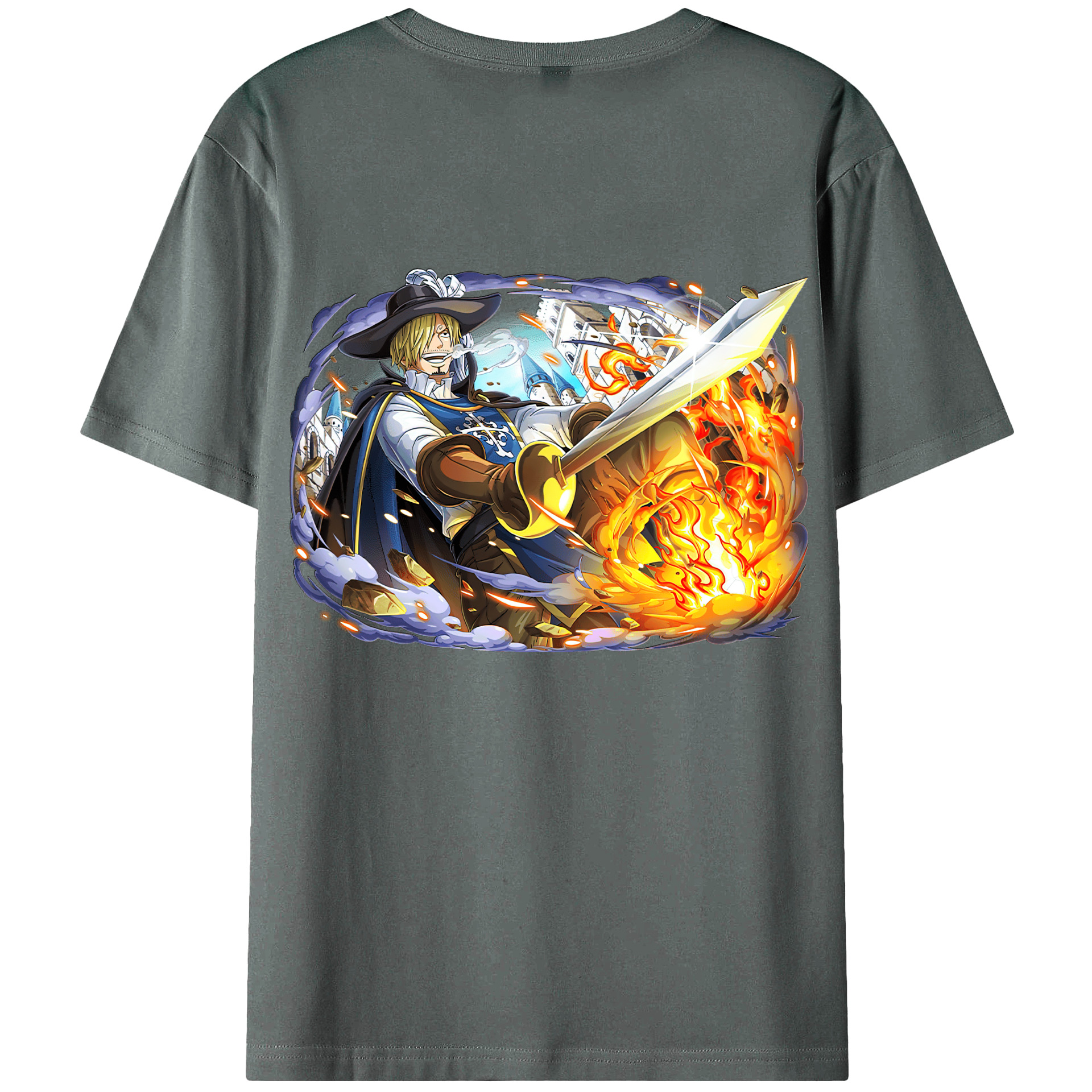 （画像用） ワンピース サンジ ONE PIECE Sanji 綿100％ メンズ半袖Tシャツ（バックプリント） 通気性